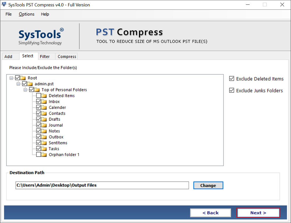 different compress option